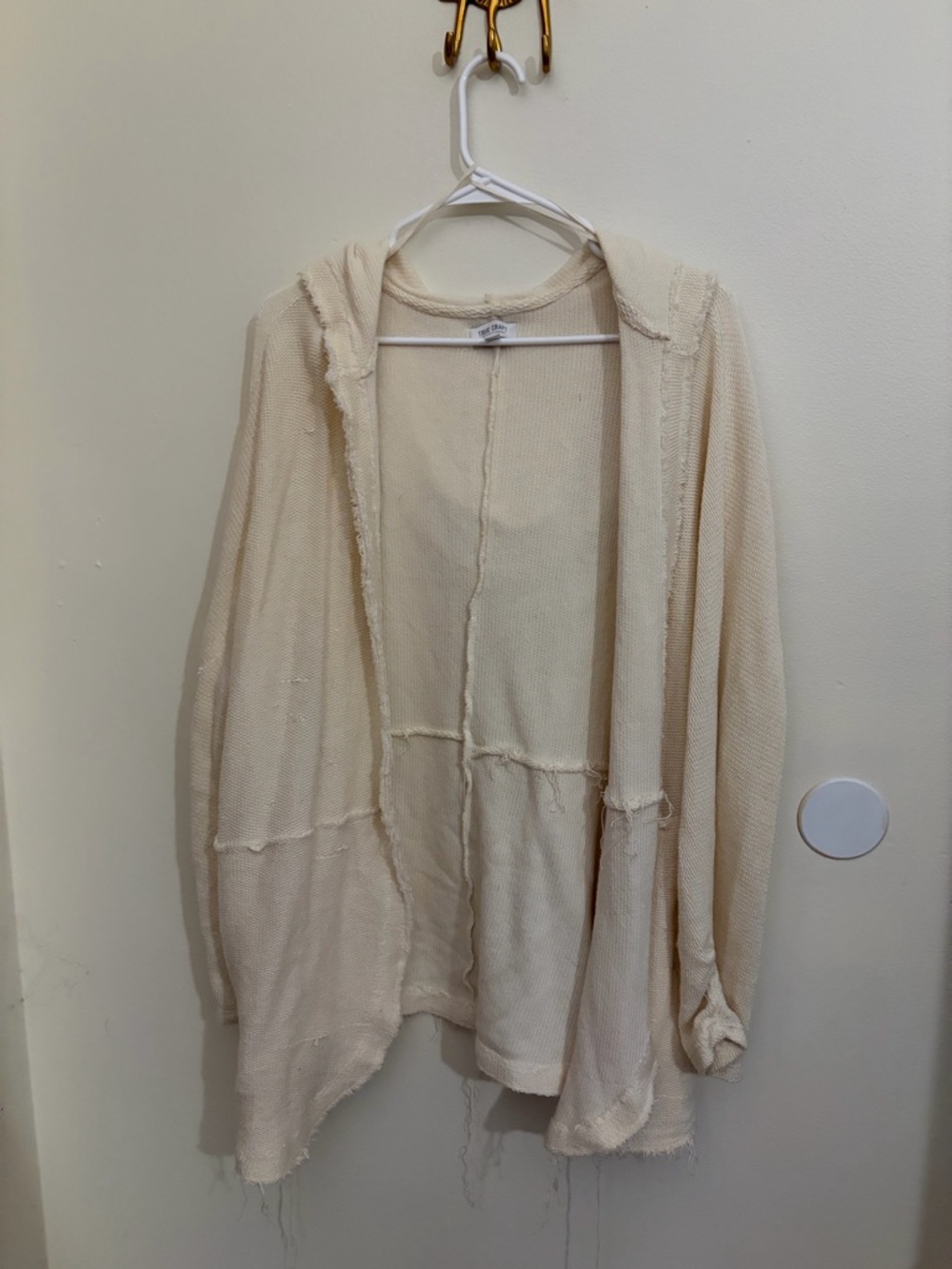 True Craft Cream Open-Front Hooded Cardigan